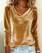 Margaret - Luxurious Velvet Drape-Neck Top