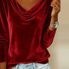 Margaret - Luxurious Velvet Drape-Neck Top